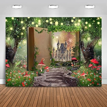 Mocsicka Fairytale Enchanted Forest Backdrop for Magical Celebrations (7x5ft)