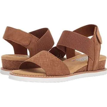 Skechers Women's Bobs Desert Kiss Wedge Sandal Chestnut 8 Wide