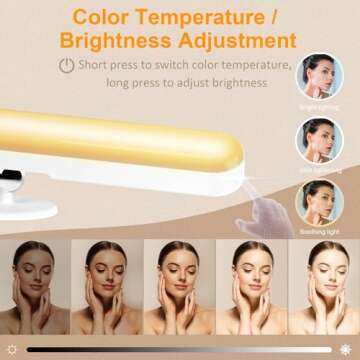 Benreom 2 Pack Wireless Vanity Lights for Mirror, Rechargeable Battery Operated Mirror Lights, Adjustable Color Brightness & Angle Makeup Light, Cordless Lights for Mirror, for Makeup Vanity Bathroom