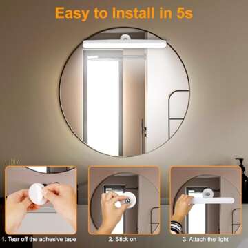 Benreom 2 Pack Wireless Vanity Lights for Mirror, Rechargeable Battery Operated Mirror Lights, Adjustable Color Brightness & Angle Makeup Light, Cordless Lights for Mirror, for Makeup Vanity Bathroom