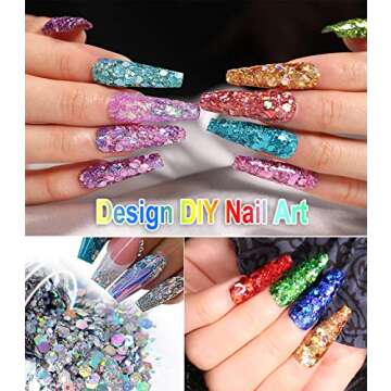 Holographic Chunky Glitter, JEMESI 12 Color Chunky Glitter for Resin, Cosmetic Craft Glitter Set for Epoxy Resin, Tumblers, Slime, Body, Face, Nail, Wedding Festival Party Decoration(Each 0.42oz)