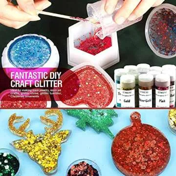 Holographic Chunky Glitter, JEMESI 12 Color Chunky Glitter for Resin, Cosmetic Craft Glitter Set for Epoxy Resin, Tumblers, Slime, Body, Face, Nail, Wedding Festival Party Decoration(Each 0.42oz)