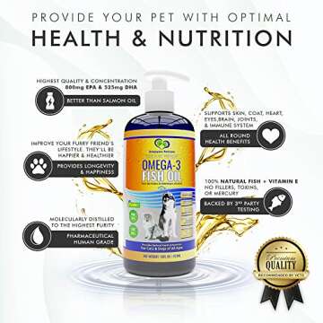 Snappies Petcare Omega 3 Fish Oil for Dogs and Cats – Wild & Pure Icelandic Liquid Fish Oil Supplement - No Odor & More EPA & DHA Than Salmon Oil for Optimal Pet Nutrition (16 Ounces)