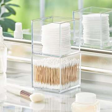 mDesign Square Cosmetic Organizer for Bathroom, Bedroom, or Vanity Countertop and Drawers - Storage Bin for Makeup, Brushes, Palettes, Lipstick, Blush - Prism Collection - 6 Pack - Clear/Rose Gold