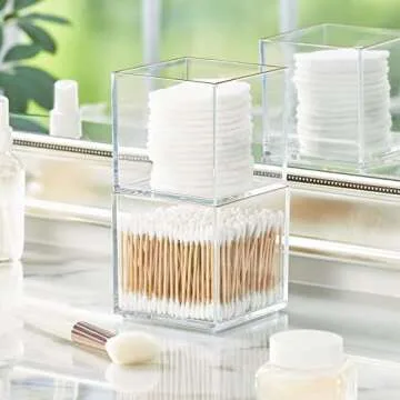 mDesign Square Cosmetic Organizer for Bathroom, Bedroom, or Vanity Countertop and Drawers - Storage Bin for Makeup, Brushes, Palettes, Lipstick, Blush - Prism Collection - 6 Pack - Clear/Rose Gold