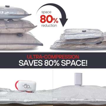 VMstr Travel Vacuum Storage Bags with Electric Pump 12 Pack