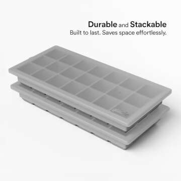 glacio Small Ice Cube Silicone Trays with Lids - BPA-Free, Flexible Ice Molds for Cocktails and Beverages - Set of 2