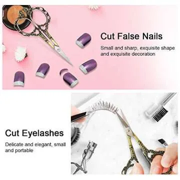 Professional Manicure Scissors, EBANKU Vintage Stainless Steel Cuticle Precision Beauty Grooming for Nail, Facial Hair, Eyebrow, Eyelash, Nose Hair (Gold)