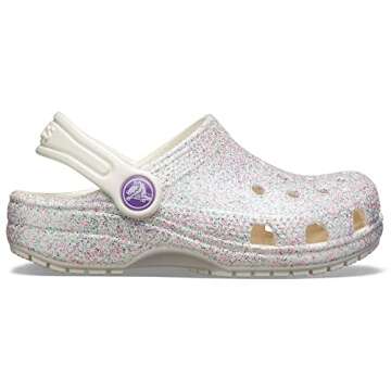 Crocs Unisex-Child Classic Glitter Clogs | Sparkly Shoes for Kids, Oyster, 6 Toddler