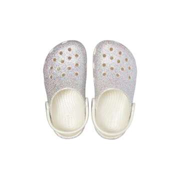 Crocs Unisex-Child Classic Glitter Clogs | Sparkly Shoes for Kids, Oyster, 6 Toddler