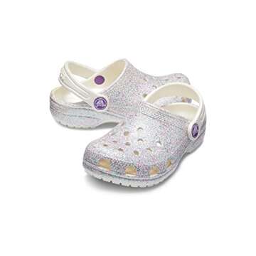 Crocs Unisex-Child Classic Glitter Clogs | Sparkly Shoes for Kids, Oyster, 6 Toddler