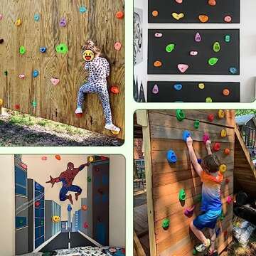 TOPNEW 32 Rock Climbing Holds Multi Size for Kids, Adult Rock Wall Holds Climbing Rock Wall Grips for Indoor and Outdoor Playground Play Set - Includes 2 Inch Mounting Hardware