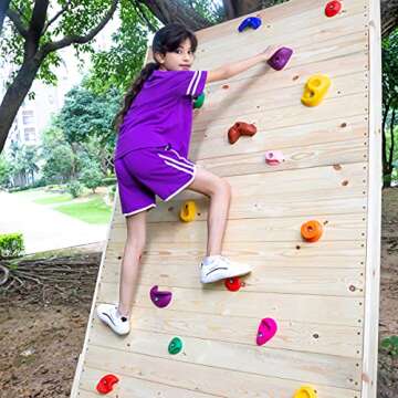 TOPNEW 32 Rock Climbing Holds Multi Size for Kids, Adult Rock Wall Holds Climbing Rock Wall Grips for Indoor and Outdoor Playground Play Set - Includes 2 Inch Mounting Hardware