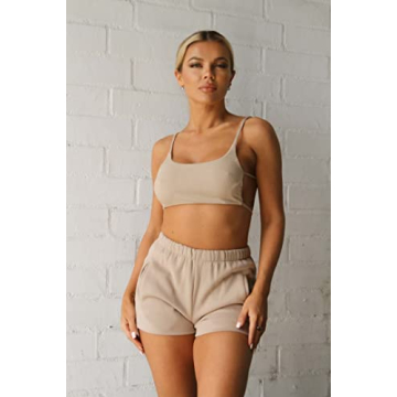 TIC TOC Women's Plush Lounge Set Soft Backless Bralette