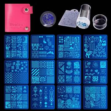 Biutee 12pcs Nail Stamping Plates Set with Stamper & Scraper
