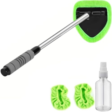 Extendable Windshield Cleaner with Cloth Pads