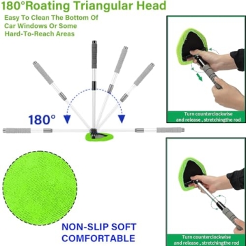 Extendable Windshield Cleaner with Cloth Pads