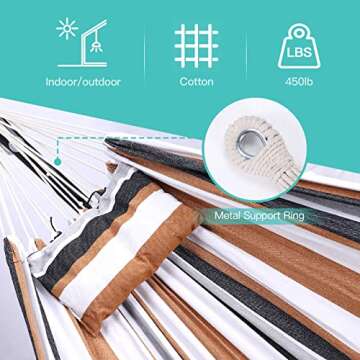 Wilsall Portable Hammock with Stand Included with Wheels Outdoor Double 2 Person Heavy Duty Hamacas con Base 450 lb Capacity