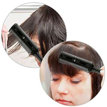 3 Pieces Razor Comb with 10 Pieces Thinning Scissors, Double Edge Hair Cutting Tool (Black)