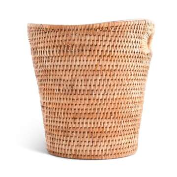 Vagabond House Hand Woven Rattan Champagne Bucket - 10 Inches Tall x 9.5 Inches Diameter with Removable Acrylic Insert - Natural and Durable Material for Chilling and Serving Champagne