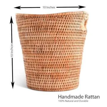 Vagabond House Hand Woven Rattan Champagne Bucket - 10 Inches Tall x 9.5 Inches Diameter with Removable Acrylic Insert - Natural and Durable Material for Chilling and Serving Champagne