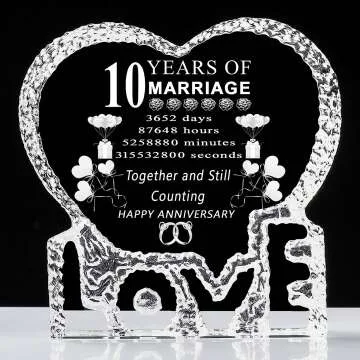 10th Anniversary Laser Crystal Heart Keepsake Gift