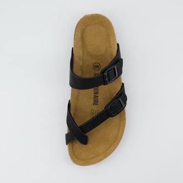 CUSHIONAIRE Women's Luna Cork Footbed Sandal With +Comfort BLACK 6