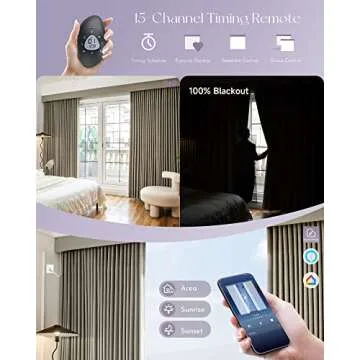 Graywind Hardwired Smart Curtains Motorized Blackout Curtain with Remote Alexa Google Control for Sliding Door Thermal Insulated Drapes One-Way or Split Draw, Custom Width to 220" (Mocha Beige)