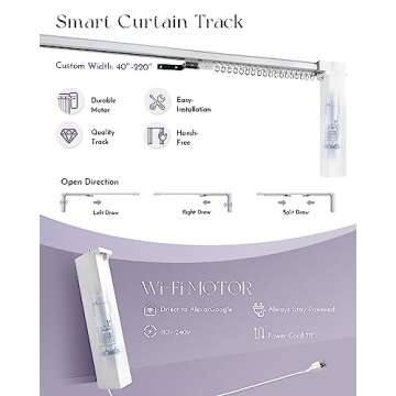 Graywind Hardwired Smart Curtains Motorized Blackout Curtain with Remote Alexa Google Control for Sliding Door Thermal Insulated Drapes One-Way or Split Draw, Custom Width to 220" (Mocha Beige)