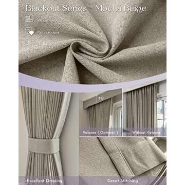Graywind Hardwired Smart Curtains Motorized Blackout Curtain with Remote Alexa Google Control for Sliding Door Thermal Insulated Drapes One-Way or Split Draw, Custom Width to 220" (Mocha Beige)