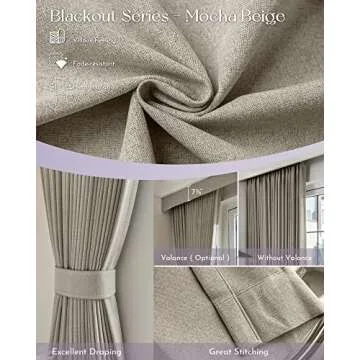 Graywind Hardwired Smart Curtains Motorized Blackout Curtain with Remote Alexa Google Control for Sliding Door Thermal Insulated Drapes One-Way or Split Draw, Custom Width to 220" (Mocha Beige)