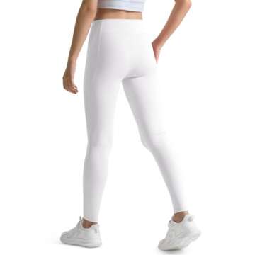 KEREDA Girls Athletic Leggings V Cross Yoga Pants Teen Girls with Pocket for Workout,Gym,Running,Dance White 11-12 Y