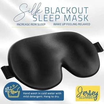 Jersey Slumber 100% Silk Sleep Mask | Adjustable & Light-Blocking Eye Mask for Perfect Sleep