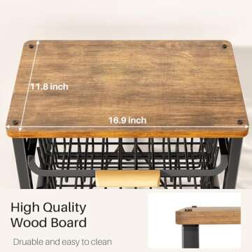 SAYZH Tiered Fruit Vegetable Basket with Wheels