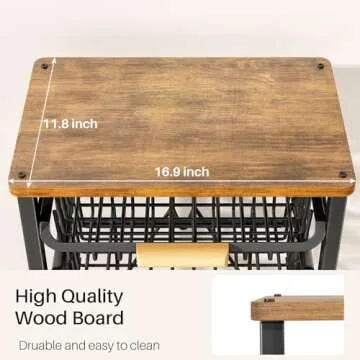 SAYZH Tiered Fruit Vegetable Basket with Wheels