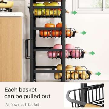 SAYZH Tiered Fruit Vegetable Basket with Wheels