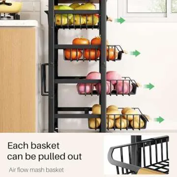 SAYZH Tiered Fruit Vegetable Basket with Wheels