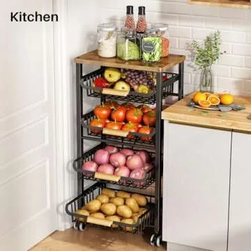 SAYZH Tiered Fruit Vegetable Basket with Wheels