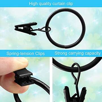 Elegant 40PCS Curtain Rings with Clips, Perfect for Home Styling
