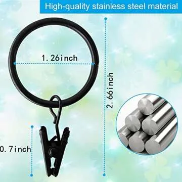 40PCS Premium Curtain Rings with Clips for Easy Drapery