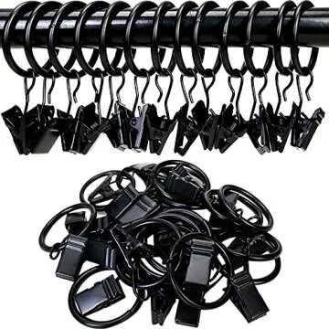 40PCS Premium Curtain Rings with Clips for Easy Drapery