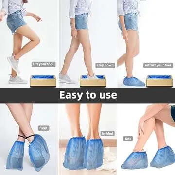 Blemoacha Automatic Shoe Covers Dispenser,200 Pcs Disposable Shoe Cover,Waterproof T Buckle Shoes Cover for Adult and Kids All Sizes,Portable Machine for Indoors/Home/Office/Hospital (Gold)