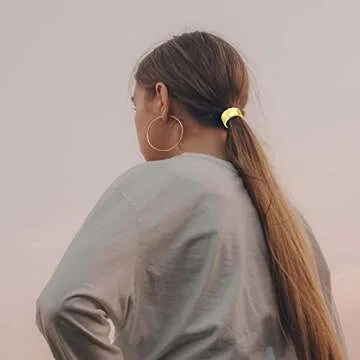 KCHIES Ponytail Cuff Gold for Women Girls Metal Circle Elastic Hair Ties Rubber Bands Holder Fashion Hair Accessories Ladies Hair Rings Xmas Birthday Valentines Present Set 3 Styles