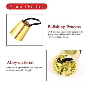 KCHIES Ponytail Cuff Gold for Women Girls Metal Circle Elastic Hair Ties Rubber Bands Holder Fashion Hair Accessories Ladies Hair Rings Xmas Birthday Valentines Present Set 3 Styles