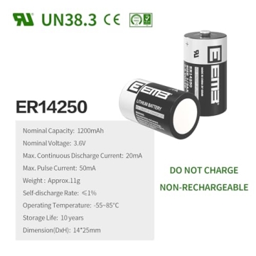 EEMB 4Pack ER14250 Lithium Batteries for Security & More