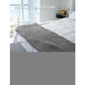 YnM Chunky Throw Blanket - Comfortable Hand Knitted Cozy Blanket