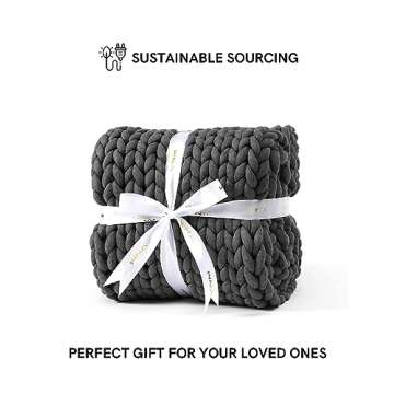 YnM Chunky Throw Blanket - Comfortable Hand Knitted Cozy Blanket