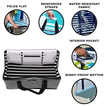 Extra Large Beach & Pool Tote Bag with Zipper