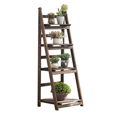 Rustic 4 Tier Foldable Ladder Shelf - Perfect Plant Stand