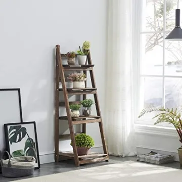 Rustic 4 Tier Foldable Ladder Shelf - Perfect Plant Stand